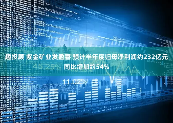趣投顾 紫金矿业发盈喜 预计半年度归母净利润约232亿元同比增加约54%